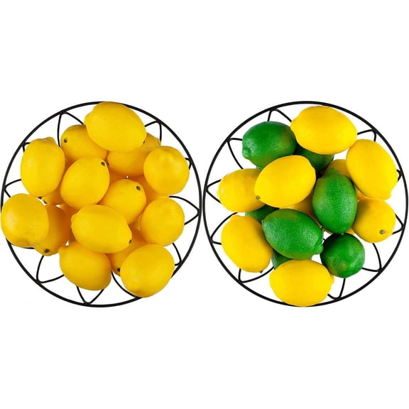 40 PCS Artificial Lemons and Limes Fake Fruit Lemons Artificial Lifelike Simulation Lemon for Home House Kitchen Party Decoration, 3'' X 2''
