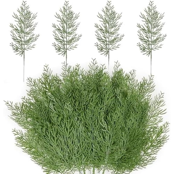 40 PCS Artificial Pine Branches, 14 Inches Christmas Faux Cedar Greenery Stems Fake Pine Picks for Christmas Wreath Garland DIY Crafts Table Home Decor