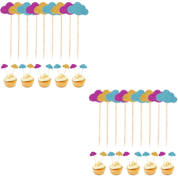 40 PCS Birthday Cake Cake Toppers Food Picks Party Gifts Cloud Muffin Toppers Cake Decorations Child Baby