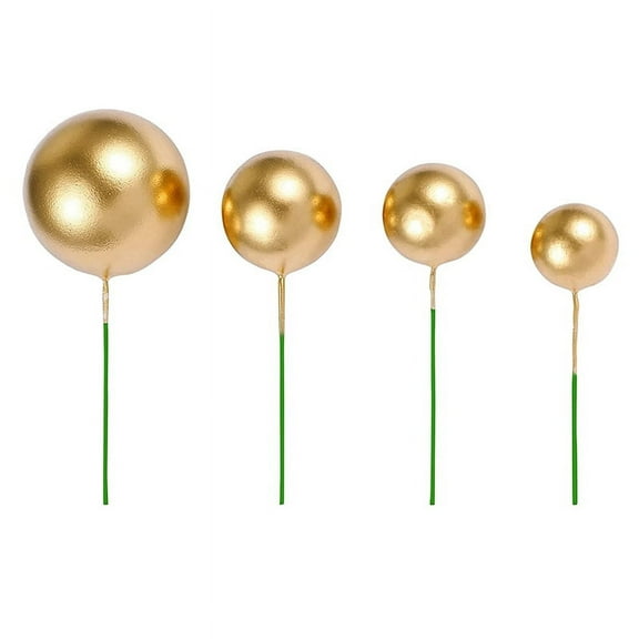 40 PCS Cake Toppers Mini Gold Ball Cupcake Decorations for Birthday Wedding Decoration Supplies