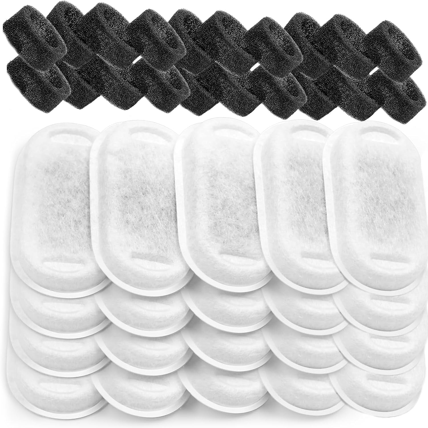 40 PCS Cat Water Fountain Filters for Stainless Steel 67oz/2L Adjustable Water Flow Pet Fountain, 20 Pack Pet Replacement Filters with 20 Sponges