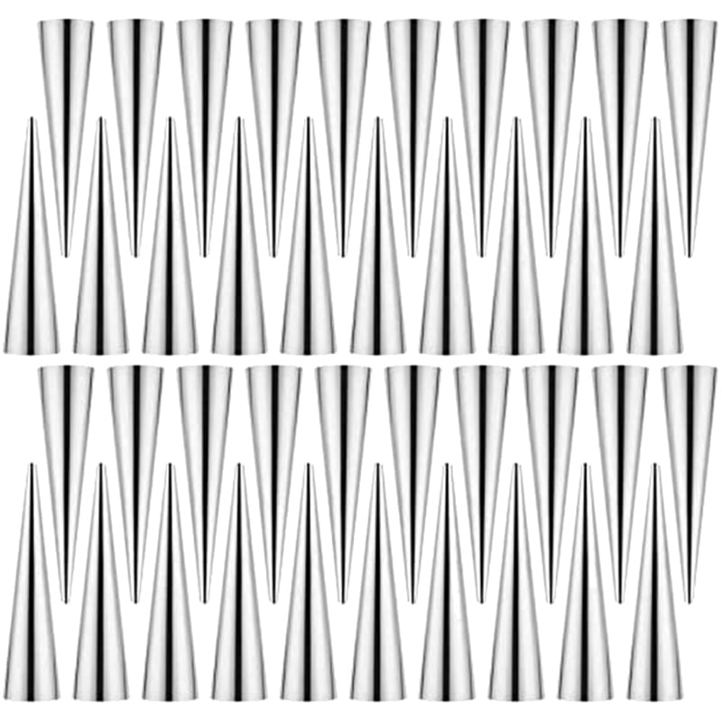 40 PCS Cream Horn Forms, Stainless Steel Cannoli Tubes, Cream Roll Horn