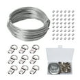 thumbnail image 1 of 40 PCS D Hooks & 100FT Picture Hanging Wire Kit - Heavy Duty Stainless Steel Cable for Wall Art, Photo Frames, Mirrors - Includes Crimps for Secure Installation, 1 of 7
