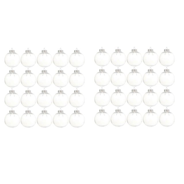 40 PCS DIY Clear Plastic Fillable Ornament Christmas Balls with