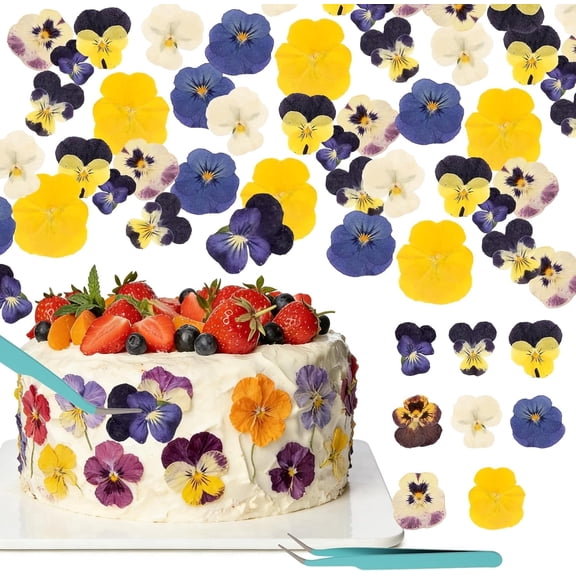 40 PCS Dried Pressed Flowers for Crafts, 8 Kinds Natural Pressed Real Flowers Bulk for Cake Toppers Decoration, Cocktails, Resin Jewelry, Greeting Card DIY Bookmark - Tweezers Included