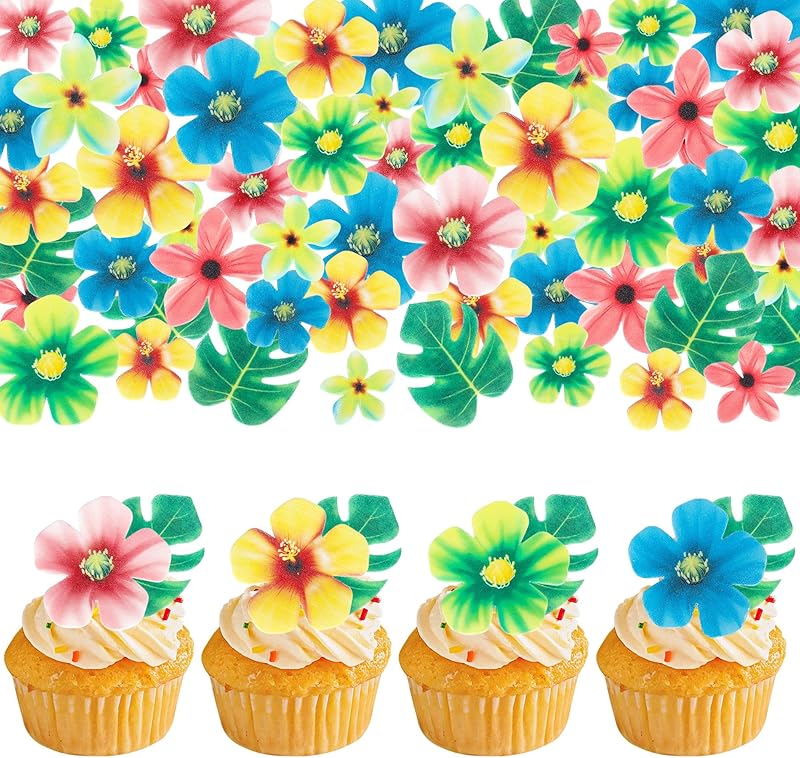 70 Pcs Edible Cherry Blossom Cupcake Toppers - Wafer Paper Flowers For Cake Decor, Baby Shower, Birthday Parties