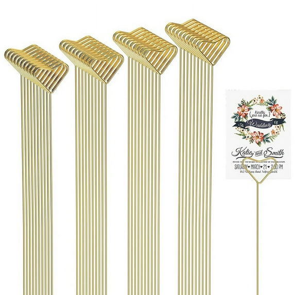 40 PCS Floral Card Holder Picks - Flower Card Holder Sticks for Bouquets, Wedding Centerpieces, Photo Holder Sticks