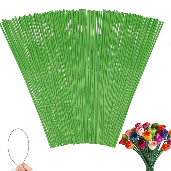 40 PCS Floral Wire Stems Tutuviw 16 Inch Green Floral Stem Wire for Crafts Making DIY Bouquet Flower Arrangements Wire Stem Supplies Florist Wire Stem Flower Paper Wrapped Wire