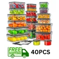thumbnail image 1 of 40 PCS Food Storage Containers with Lids Airtight (20 Containers & 20 Lids), 1 of 2