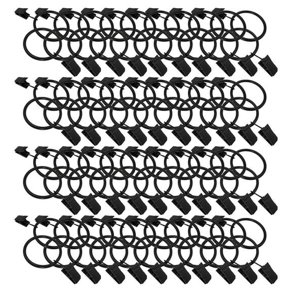 40 PCS Heavy Duty Curtain Rings with Clips  1.26 Inner Diameter Black Drapery Hooks for Hanging Drapes, Bows & Valances, Rust-Proof Metal Curtain Rod Rings for 1 Inch Rods