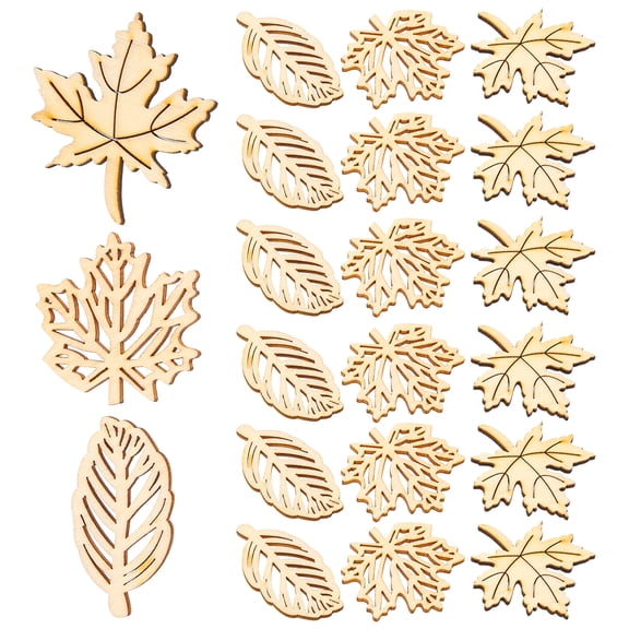 40 PCS Hollow Maple Leaf Ornaments Fake Wood Decorations for Home, Party, Craft, Seasonal and Holiday Decor