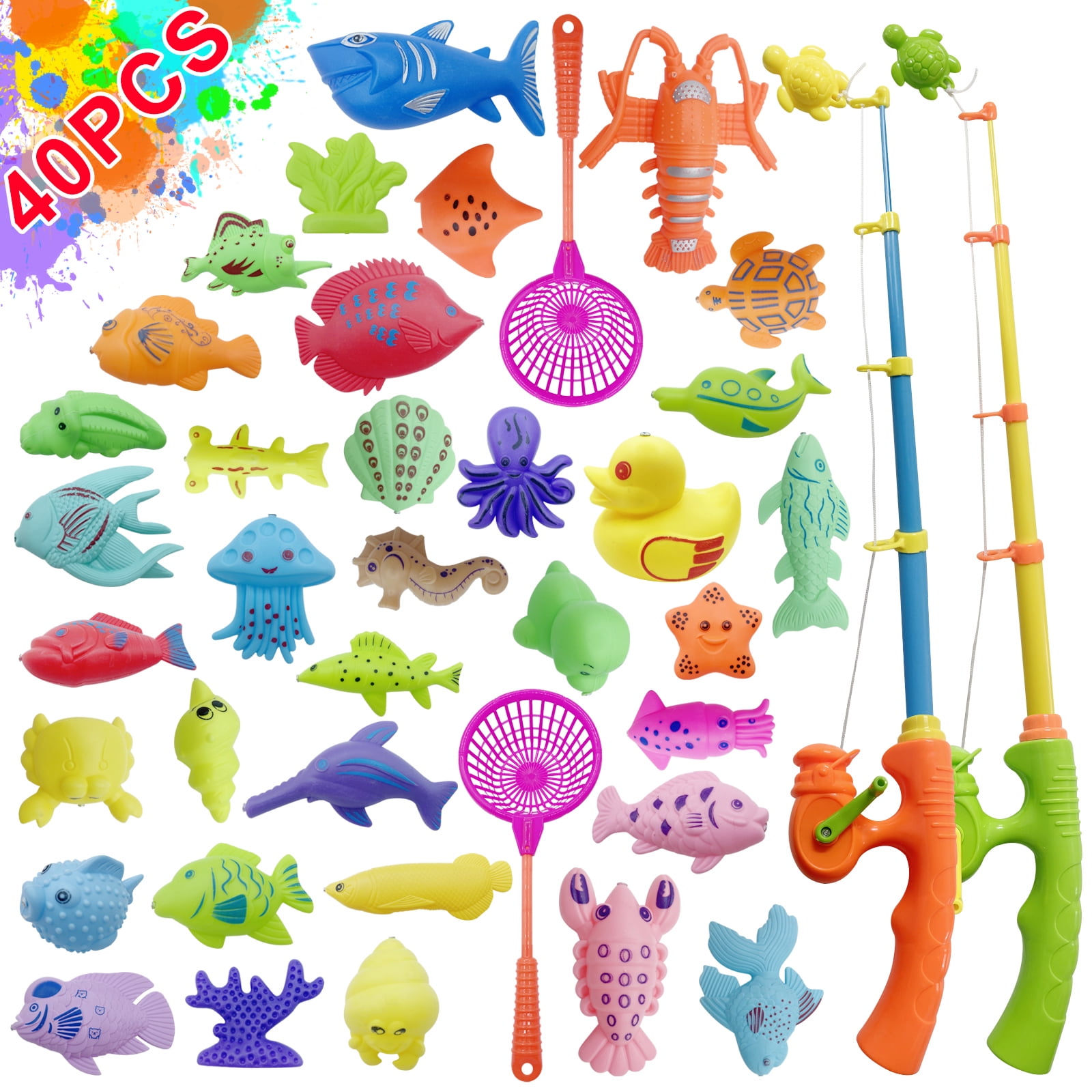 46pcs Magnetic Fishing Game Pool Toys Set for Kids, Water Table Bathtub  Fishing Toy for Toddlers, Outdoor Indoor Carnival Party Water Pool Toys,  Poles