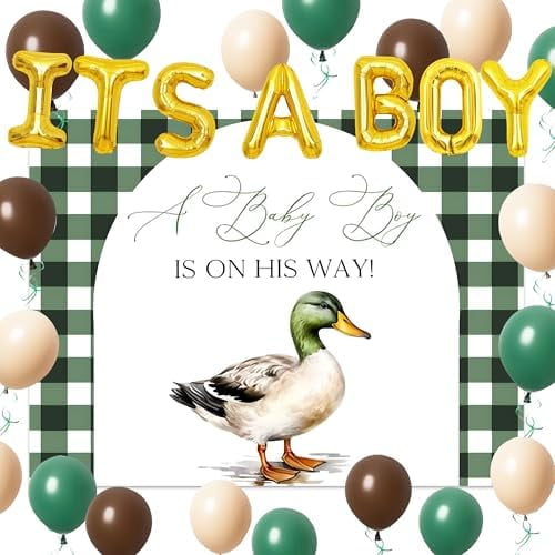 40 PCS Mallard Duck Backdrop Baby Shower Decorations for Boys It's A Boy Balloons Banner Green Brown Duck Welcome Baby Shower Decor Party Supplies$$Electronics Accessories