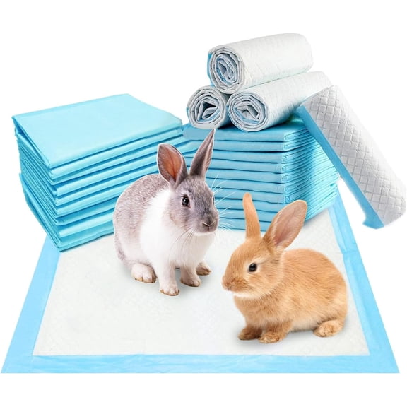 40 PCS Rabbit Pee Pads Super Absorbent Pet Toilet/Potty Training Pad Disposable Cage Liners Leak-Proof for Puppy Guinea Pigs Hedgehog Hamsters Chinchillas and Other Small Animals