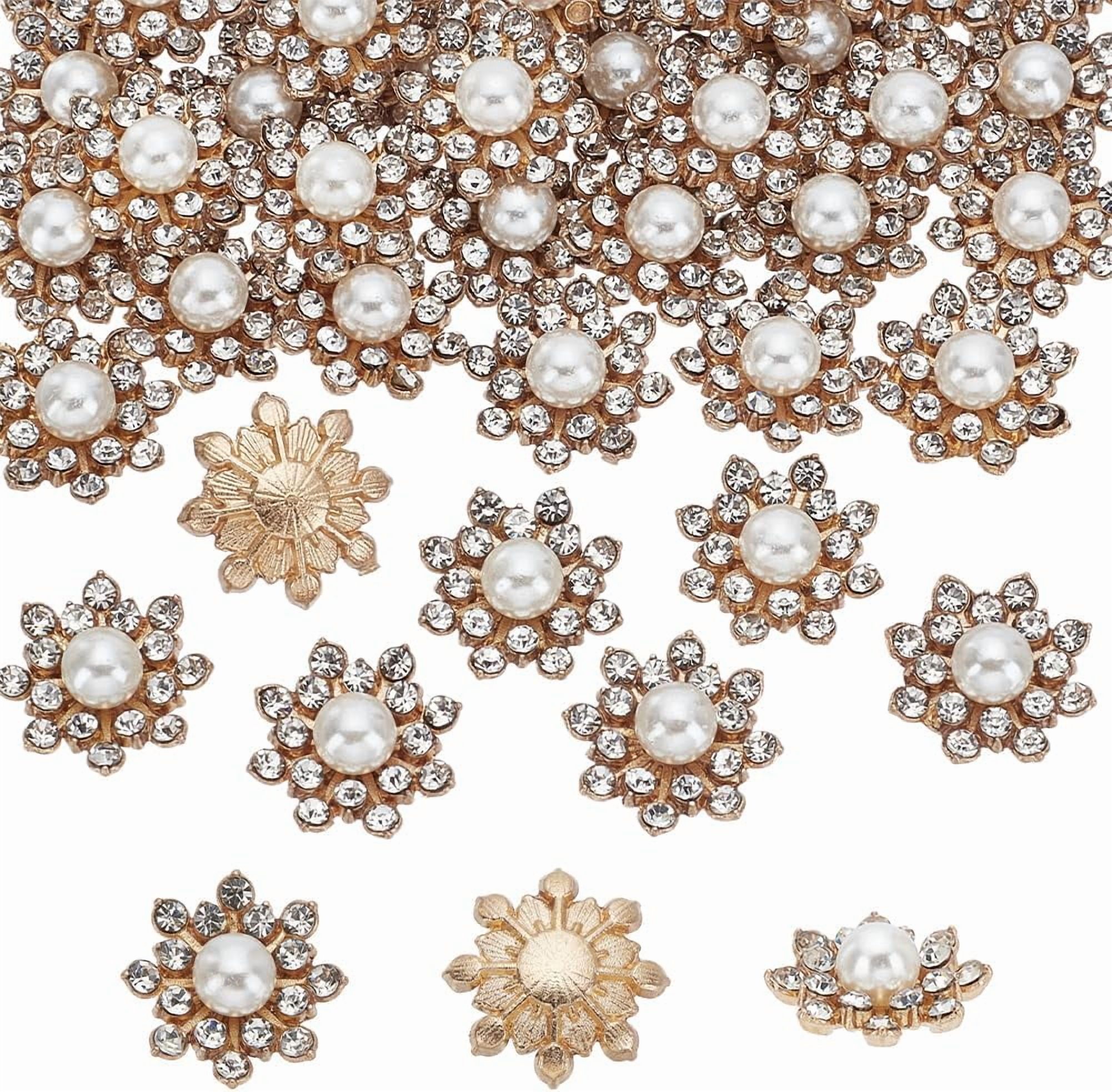 Buttons Without Thread 40 PCS Rhinestone Pearl Buttons 0.62inch Without Hole Golden Pearl ...