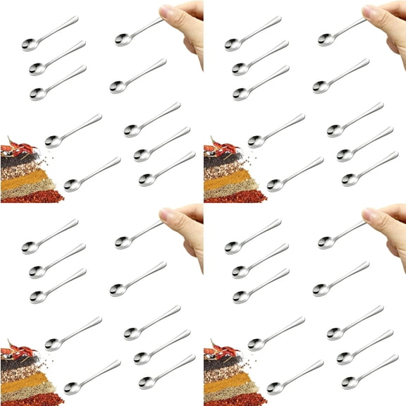 40 PCS Tiny Stainless Steel Spoons for Spices Jars, Mini Size 2.87inch, Cute Small Stainless Steel Condiment Spoons