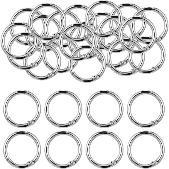 40 Pack 0.5 Inch Round Buckle Clips, Metal Spring O Rings Silver Carabiner Clips Keychain Snap Hook Zinc Alloy Keyring Buckle for Bag Purse Craft DIY