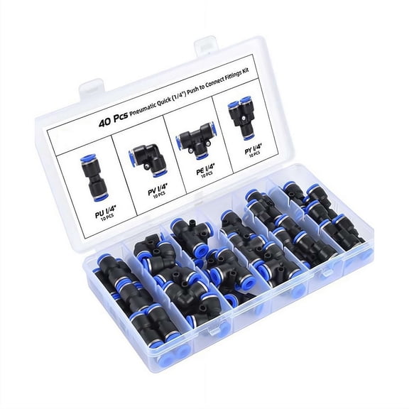 40 Pack 1/4" Quick Connect Tee Fittings for Drip Irrigation Tubing, Push-to-Connect Leak-Free Connectors for Sprinkler or Irrigation Systems