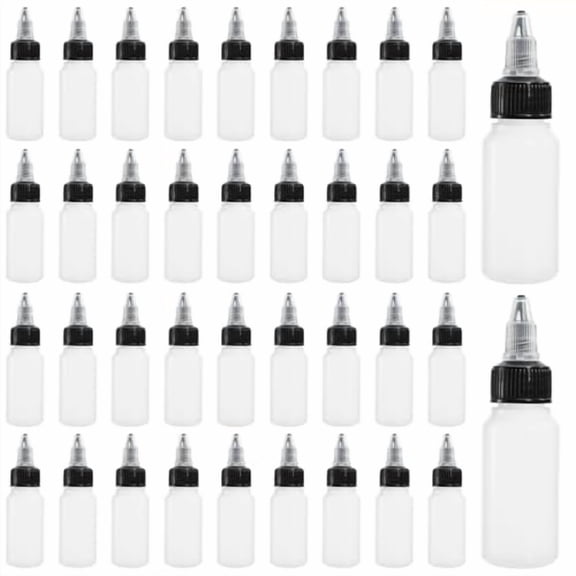 40 Pack 1oz Dispensing Bottles, Boston Round HDPE Plastic Bottle with Twist Top Cap, Empty Plastic Squeeze Bottle$$