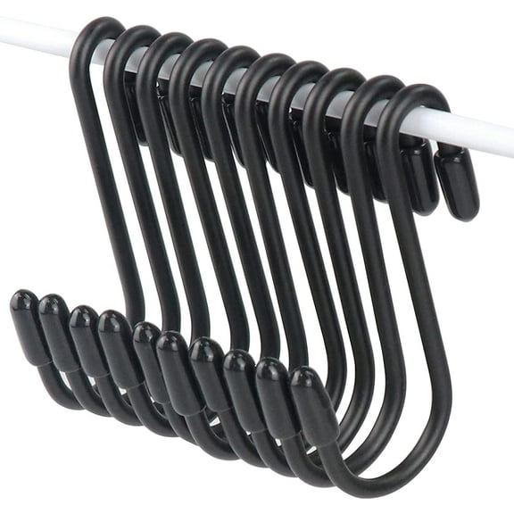 40 Pack 2.5 Inch Small S Hooks Hanging for Kitchen Pan Pot Rack, Heavy Duty S Hooks for Hanging Pots and Pans , Shelving, Garage, Grid Wall, Storage Racks, Bakers Racks, Bathroom (Black)