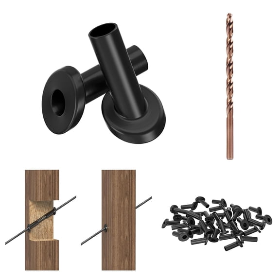 40 Pack 25 30 35 Degree Angle Cable Protector Sleeves, Black Cable Railing Angle Beveled Protective Sleeves for 1/8" 5/32" 3/16" Wire Rope, Stainless Steel Stair Railing Kit, Wood Post, RGW10
