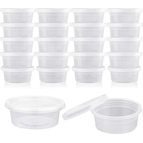 40 Pack 2oz Small Slime Containers With Lids, Hawaiian Shaved Ice Mold Jello Shot Cups Condiment Containers Plastic Portion Cups with Lids for Salad Dressing Food Storage Containers
