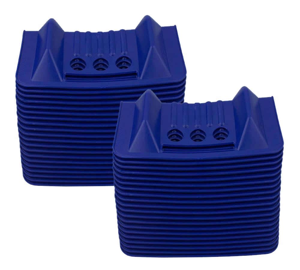 (40 Pack) 4" x 4" x 10" Blue Corner Protector V Shaped Flatbed Edge Guards with Carrying Case - Cargo Load Corner Edge Protector and Tie-Down Strap Guard for Flatbed