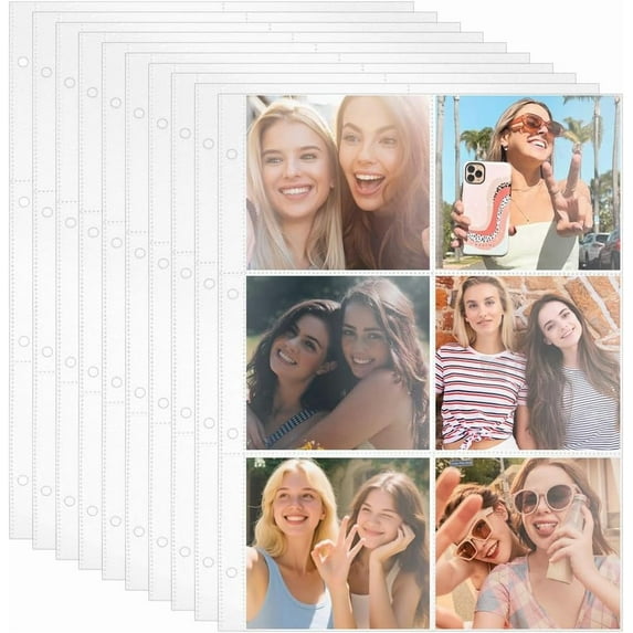 40 Pack 4x4 Photo Album Sleeves Top Loading Sheet Protector Double-Sided 6 Pocket Photos Pages Ultra-Clear Sleeves Holding 480 Pictures Water Proof Binder Sheets