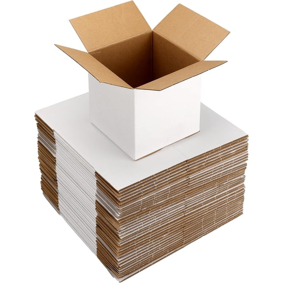 40 Pack 4x4x4 Shipping Boxes for Small Business, White Corrugated Cardboard Small Box for Packaging, Moving, Mailing, and Storing