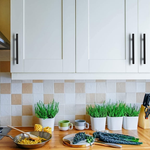 40 Pack | 5'' Cabinet Pulls Matte Black Stainless Steel Kitchen Drawer Pulls Cabinet Handles 5”Length, 3” Hole Center with Mounting Template