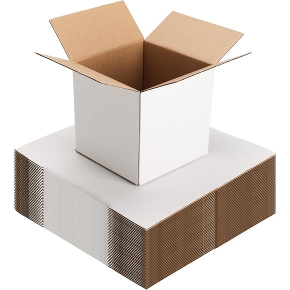 40 Pack 5x5x5 Shipping Boxes for Small Business, White Corrugated Cardboard Box Packaging, Moving, Mailing, and Storing