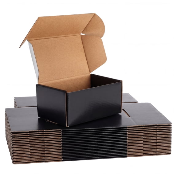 40 pack 6x4x3 inch Shipping Boxes  Recyclable Black Corrugated Cardboard Mailers for Small Gift & Business