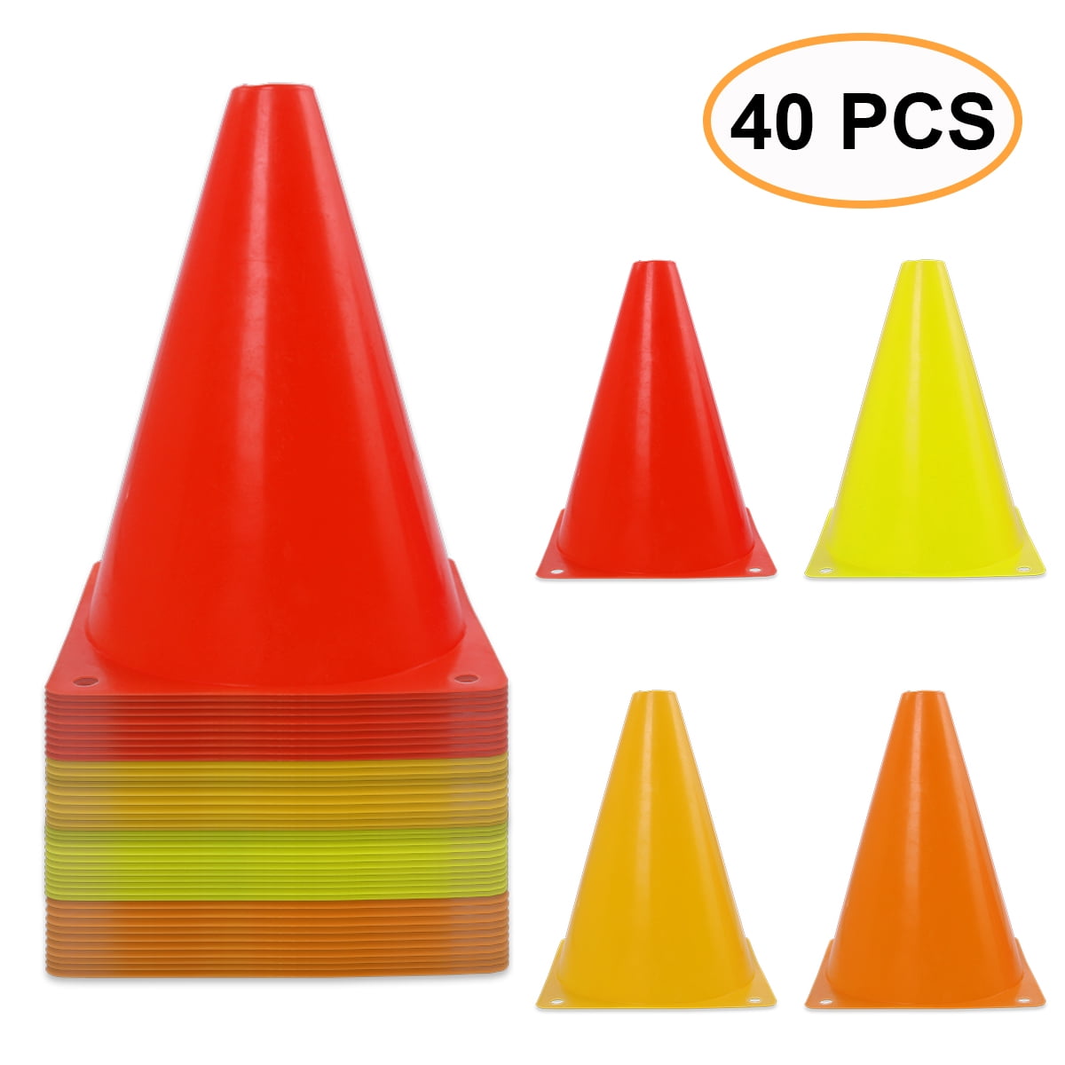 Mirepty 7 inch Plastic Traffic Cones Sport Training Agility Marker Cone for Soccer, Skating, Football, Basketball, Indoor and Outdoor Games
