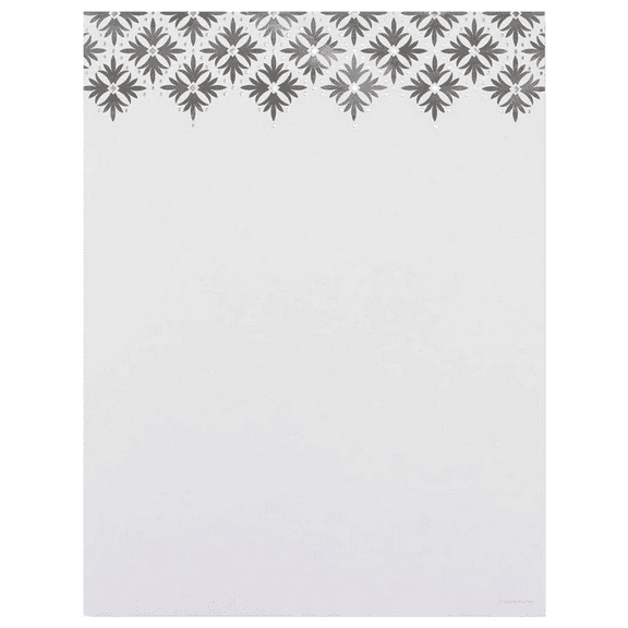 40 Pack 8.5 in x 11 in Modern Damask Silver Foil Stationery Paper, Elegant Letterhead with Shiny Foil Header, Printable, Acid Free, Inkjet, Laser Compatible, Silver