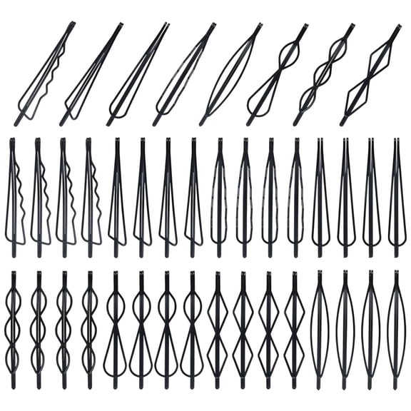 40 Pack 8 Styles Simple Plain Non Slip Black Metal Hair Clips Barrettes Bobby Pins Hair Accessories for Women Girls (Black-40 Pack)