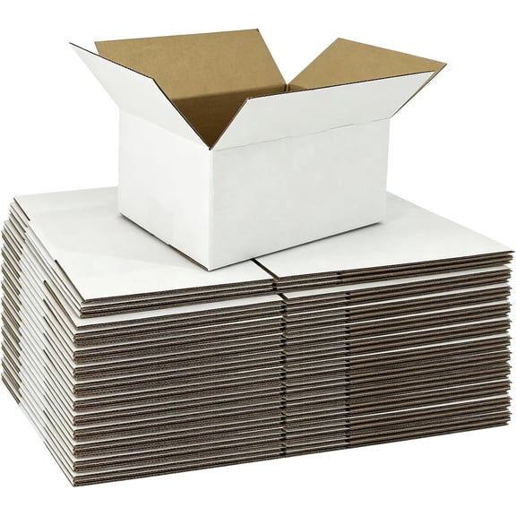 40 Pack 8x6x4 Inches Small Shipping Boxes, White Corrugated Cardboard Boxes for Packaging Small Business, Mailing Boxes, Small Moving Boxes