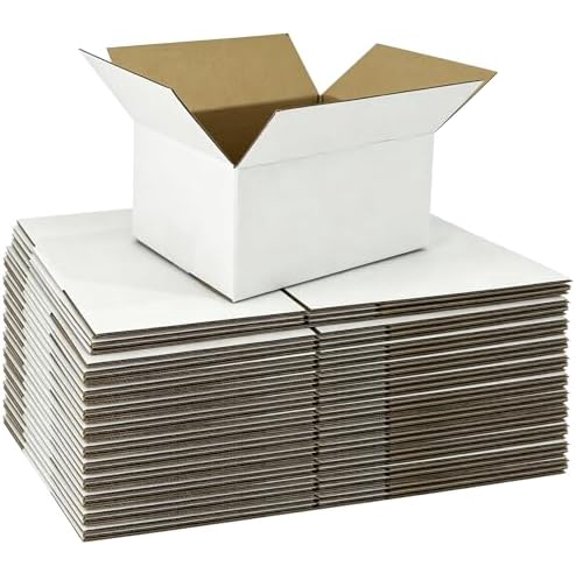40 Pack 8x6x4 Inches Small Shipping Boxes, White Corrugated Cardboard Boxes for Packaging Small Business, Mailing Boxes, Small Moving Boxes