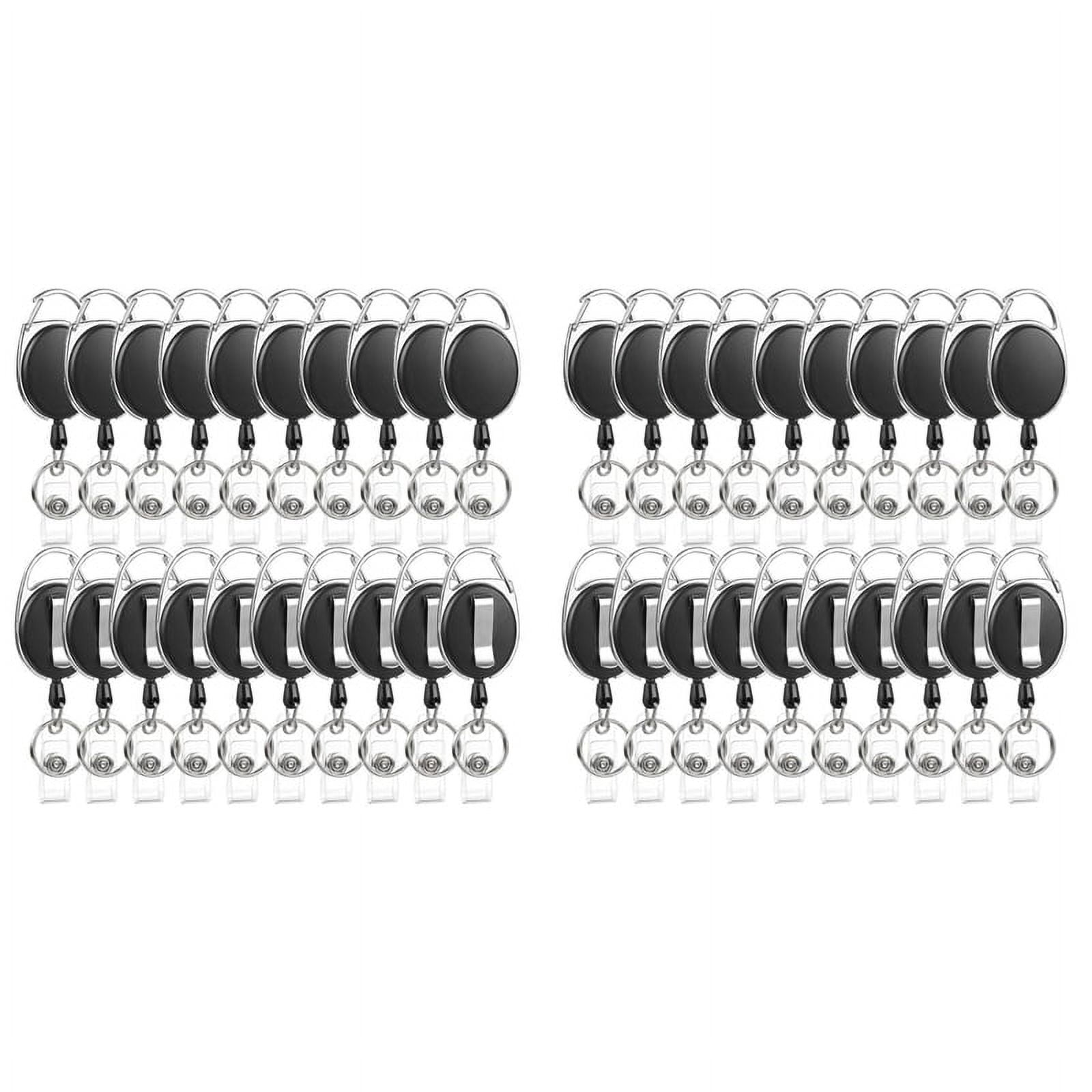 40 Pack Badge Reels Retractable ID Badge Holder with Carabiner Heavy Duty Badge Reel Clip and Key Chain for Work Office
