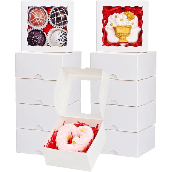 40 Pack Bakery Boxes for Mini Bundt, Cake,Pie, Cinnamon Roll Treat,4x4x2 Inches Cookies Boxes Chocolate Truffle Box Party Wedding Favor