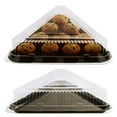 thumbnail image 1 of [40 Pack] Black Triangular Plastic Serving Tray with Clear Dome Lid 16x16x4 - Triangle Black Catering Tray Serving Platter Stackable - Dessert Carrier Great for Catering, Restaurants, Delivery, To Go, 1 of 8