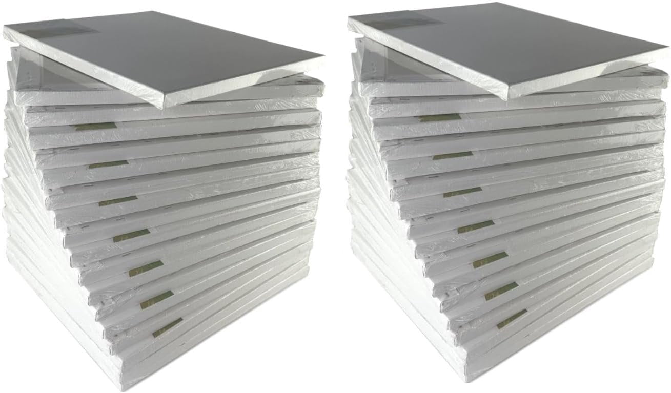 40 Pack Blank Artist Canvas Canvases for Painting 8x10 Cotton with Double Gesso