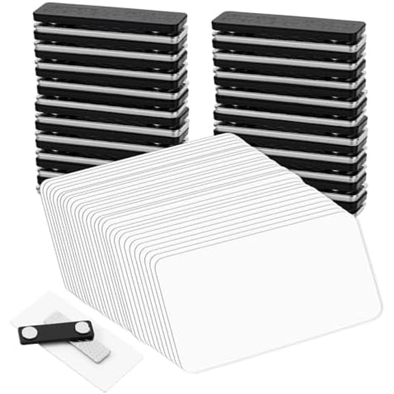 40 Pack Blank Name Tags, 1.5 x 3 Inch Name Badge with Magnetic Backing, Reusable DIY Plastic Names Label Holders Round Corner for Personalized Shirts Learning Places Office