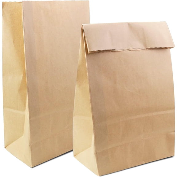 40 Pack Brown Paper Lunch Bags, Large Bread Bags Bulk, Heavy Duty kraft Paper Sacks for Grocery Wrapping, Retail Shopping, Bakery, Party Favors