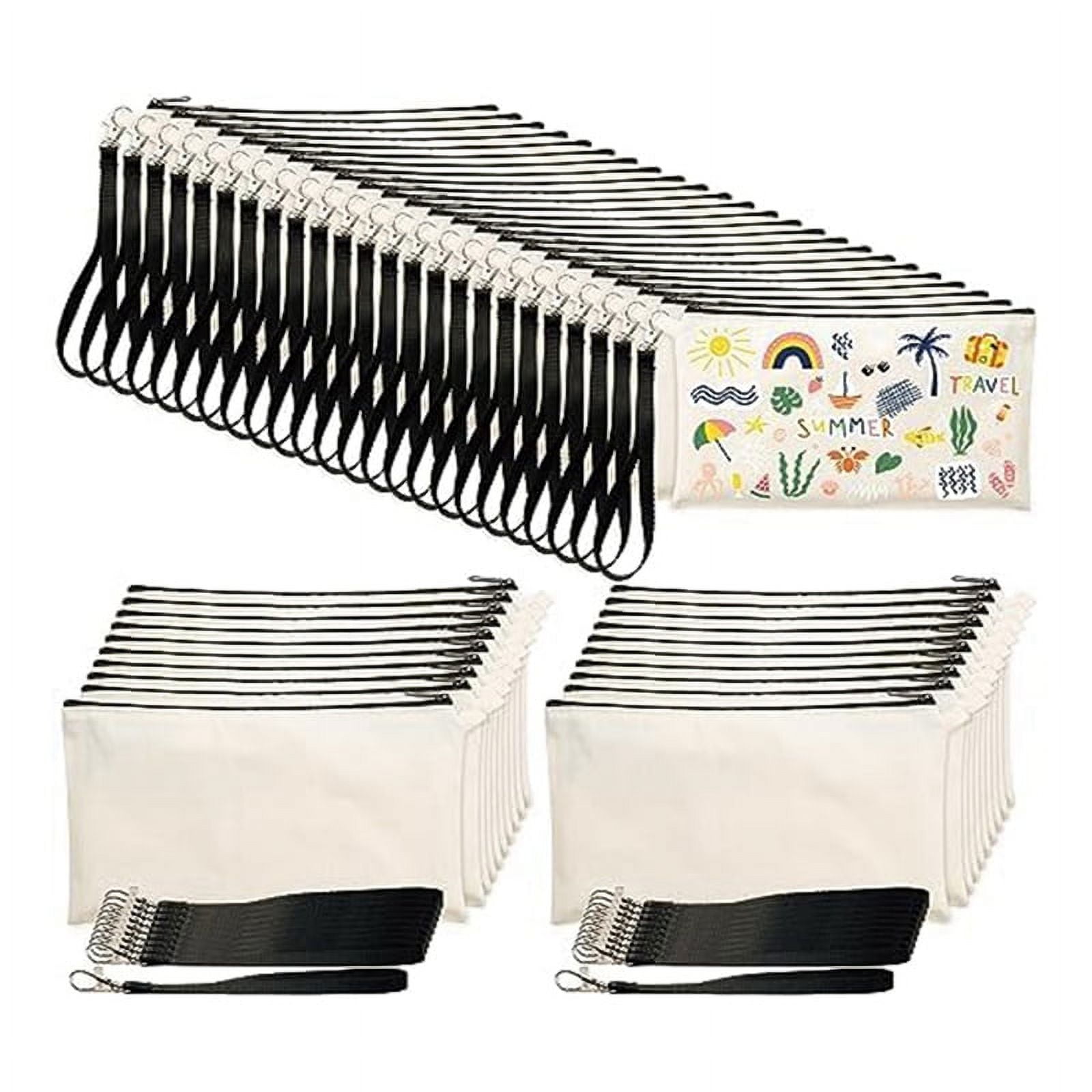 40Pack Canvas Cosmetic Bags for Sublimation, Sublimation Blank Cosmetic Bags DIY Craft Bags for