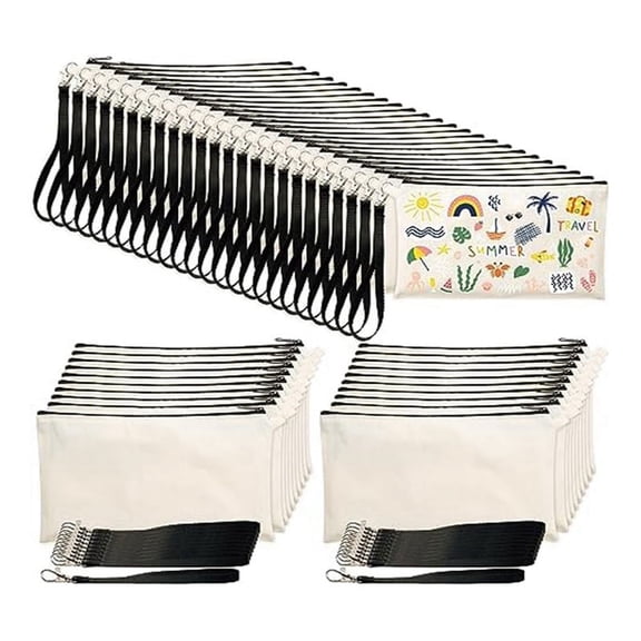 40-Pack Canvas Cosmetic Bags for Sublimation, Sublimation Blank