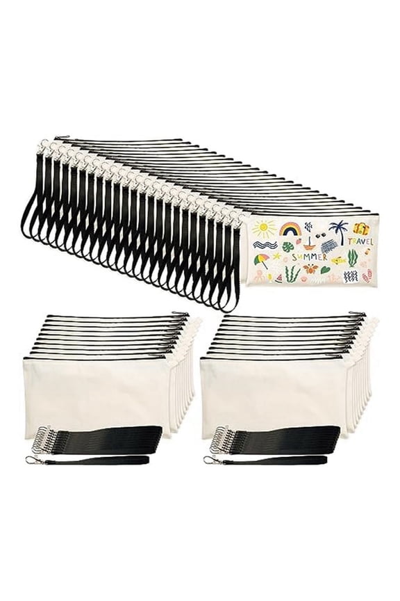 40-Pack Canvas Cosmetic Bags for Sublimation, Sublimation Blank