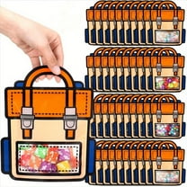 40 Pack Cartoon Backpack Clear Gift Candy Bags with Handle Small Plastic Ziplock Seal Bags Smell Proof Resealable Packaging Storage Bags
