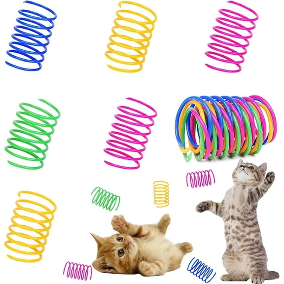40 Pack Cat Spiral Spring, Cat Toys Spring for Indoor Cats, Durable Plastic Coils Colorful Cat Kitten Spring Toy Creative Toy for Swatting, Biting, Hunting