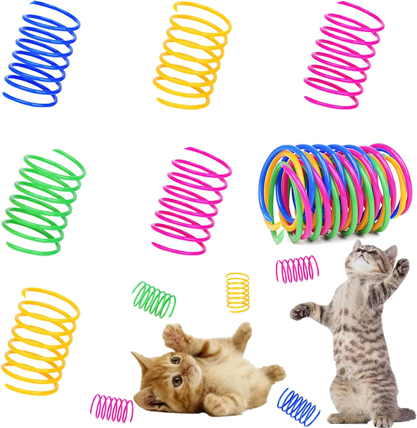 Rainbow Mouse Spring Cat Toy with Suction Cup