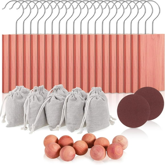 40 Pack Cedar Blocks for Clothes Storage, Cedar Wood with Cedar Hanger Ups Cedar Balls Aromatic Cedar Sachets, Cedar Blocks for Closet Drawer Shoe Cabinet Storage Bags